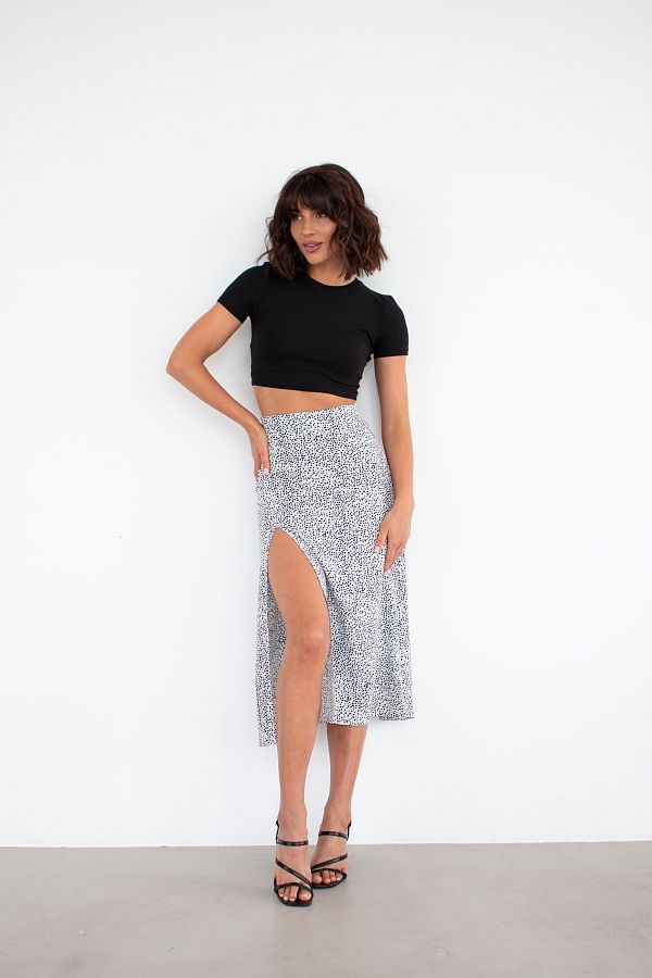 Спідниця міді з роспіркою біла СП001/2 #RU# Юбка миди с распоркой белая СП001/2 № 1