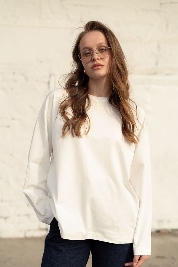 Лонгслів oversize MBocharova білий DK0215 #RU# Лонгслив oversize MBocharova белый DK0215 № 1