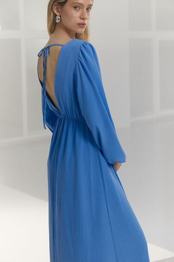 Сукня максі з відкритою спиною блакитна МБПЛ003/1 № 5