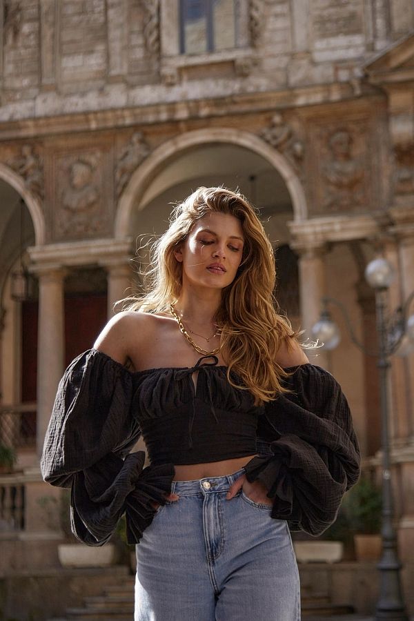 Мусліновий топ чорний D0223/4 #RU# Муслиновый топ чёрный D0223/4 № 1