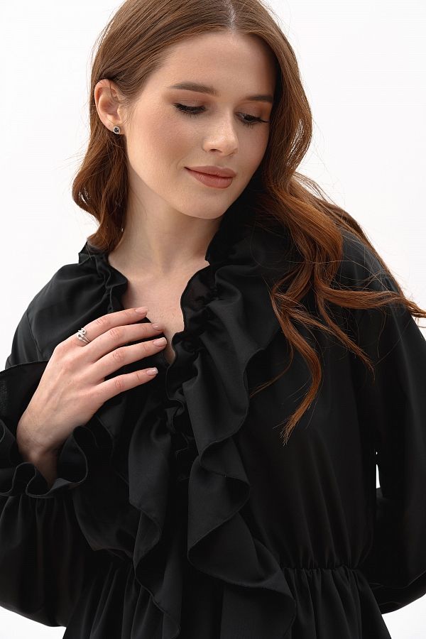 Сукня міні з воланами чорна МБПЛ 12.08 № 1