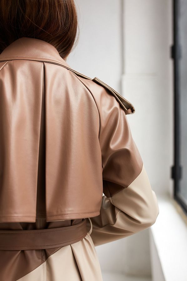 Тренч двокольоровий молочний шоколад+бежевий С3020/2 #RU# Тренч двухцветный молочный шоколад+бежевый С3020/2 № 4