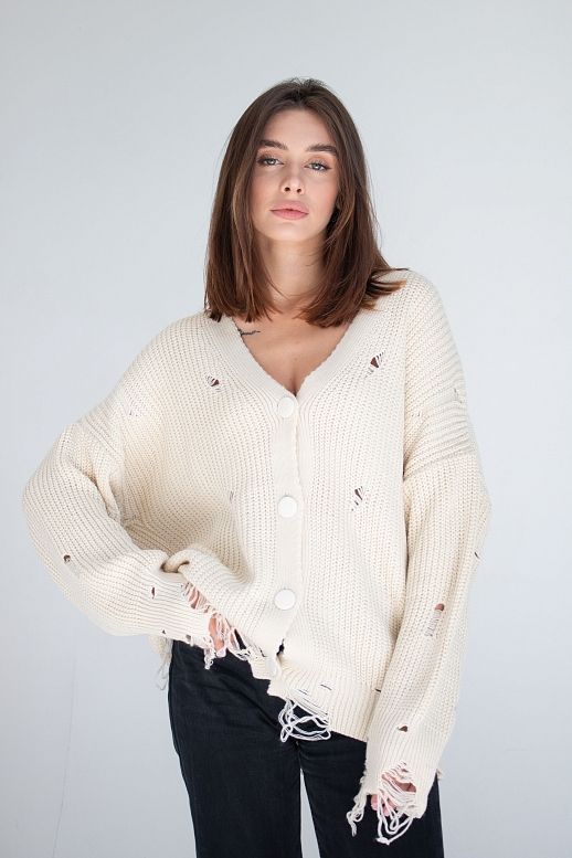 Кардиган на ґудзиках молочний