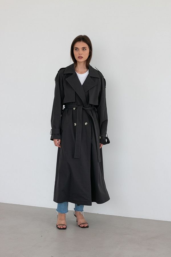 Тренч котон на підкладці чорний С0523/3 #RU# Тренч котон на подкладке чёрный С0523/3 № 1
