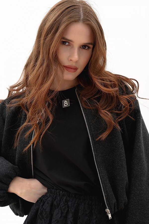 Бомбер на замку чорний НФ-00000722/1 #RU# Бомбер на черном замке НФ-00000722/1 № 1