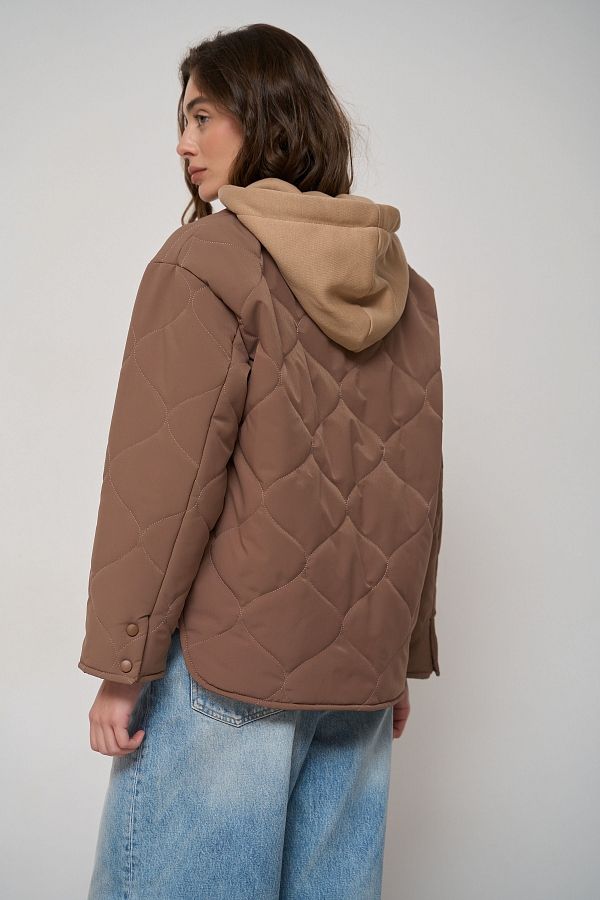 Куртка з трикотажним капюшоном коричнева KR9901 #RU# Куртка с трикотажным капюшоном коричневая KR9901 № 3