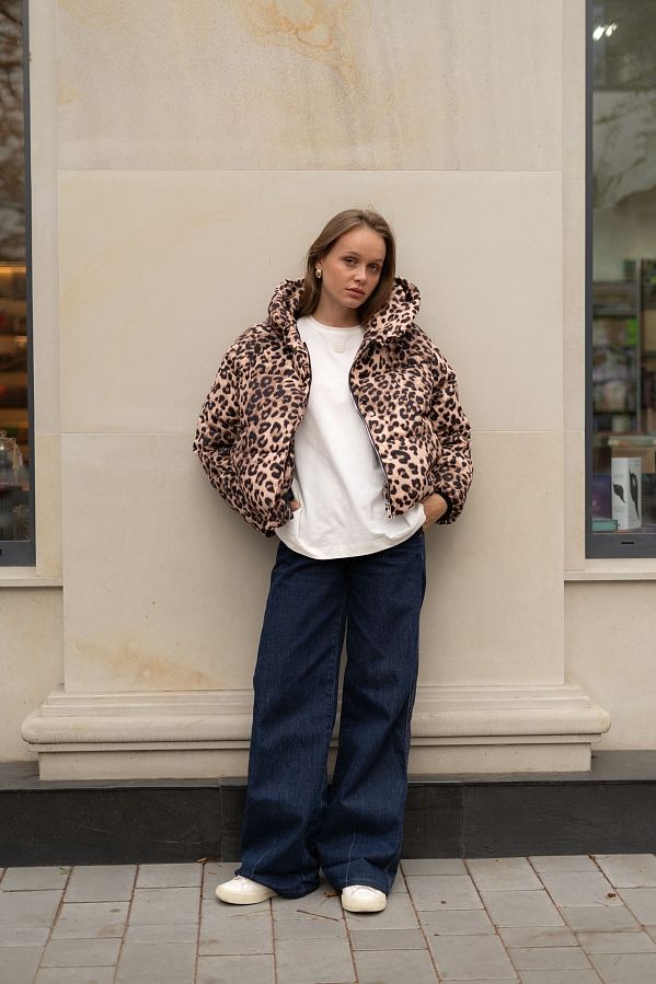 Пуховик принт з капюшоном леопардовий  240901/1 #RU# Пуховик принт с капюшоном 24/1 240901/1 № 4