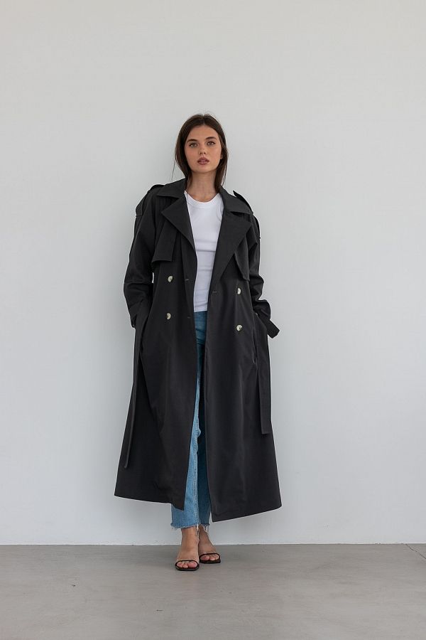 Тренч котон на підкладці чорний С0523/3 #RU# Тренч котон на подкладке чёрный С0523/3 № 2