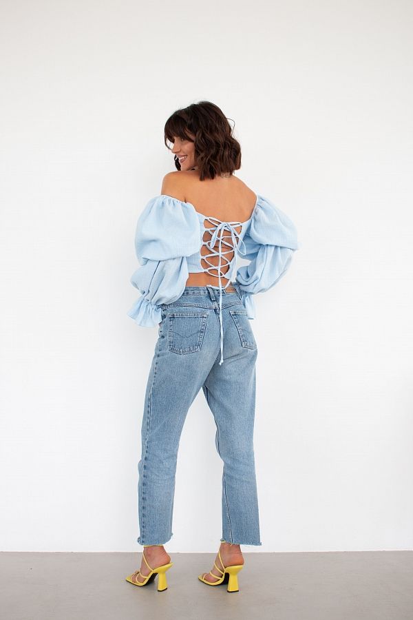 Мусліновий топ блакитний D0223/8 #RU# Муслиновый топ голубой D0223/8 № 5