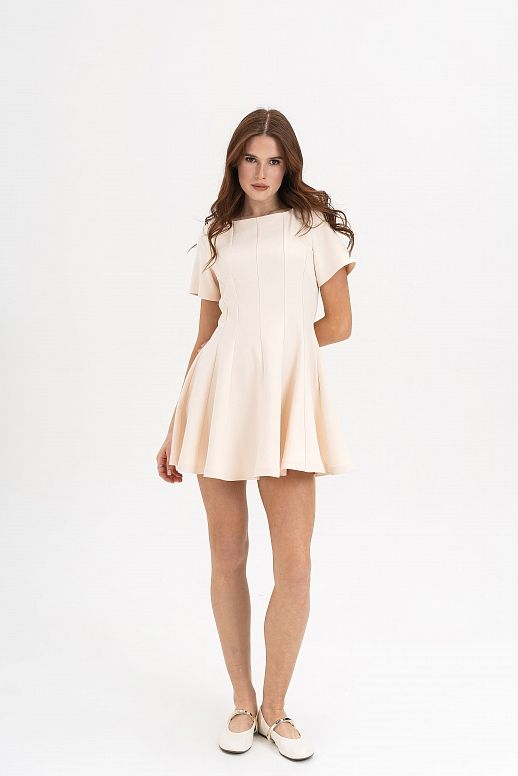 Сукня міні з коротким рукавом бежева - №2