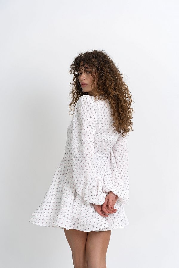 Сукня з білим комірцем біла в рожеву квітку МБПЛ 14.08 № 4