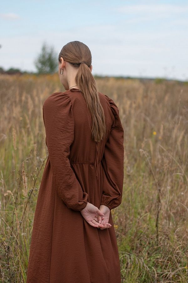  Сукня максі з відкритою спиною темно-коричневий МБПЛ003/1 № 2