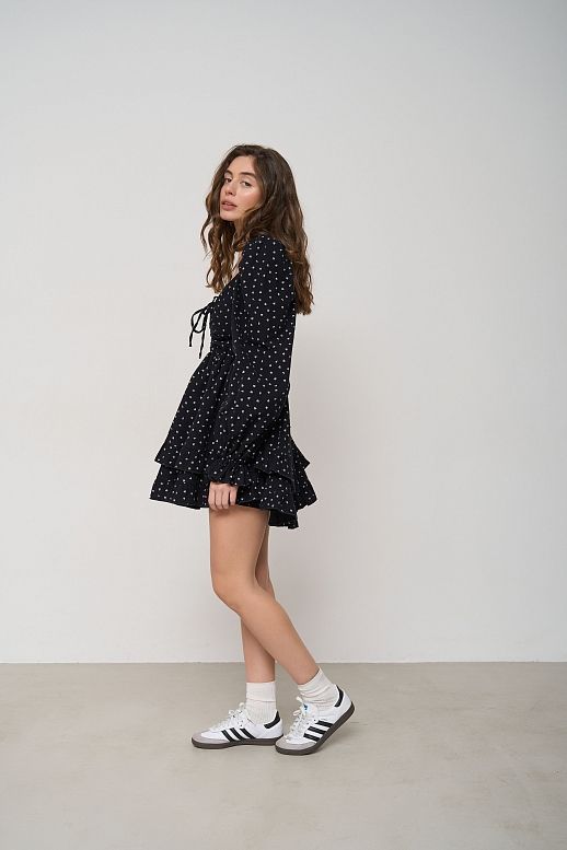 Сукня з подвійною спідницею чорне в білі серця - №2