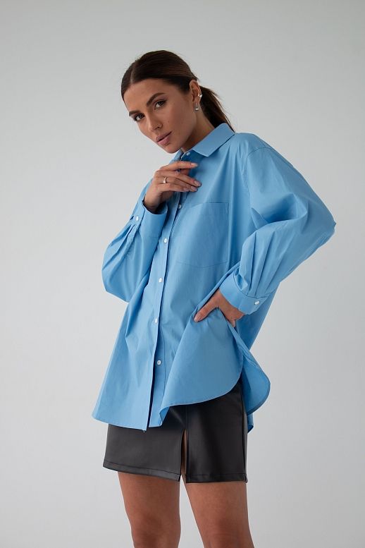 Сорочка котонова класична синя