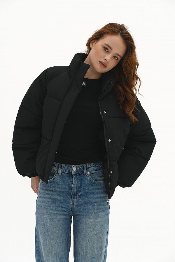 Пуховик вкорочений на замку чорний PUVK25/4 #RU# Пуховик укороченный на замке черный  PUVK25/4 № 1