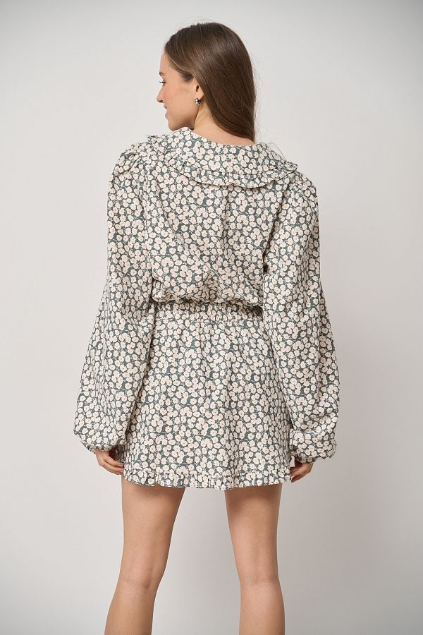 Костюм з бавовни сорочка та спідниця темно-зелений МБКТ002 № 6