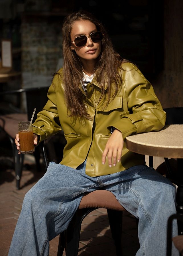 Тренч короткий екошкіра на замші оливковий МБКТ010/1 #RU# Тренч короткий экокожа на оливковой замше МБКТ010/1 № 3