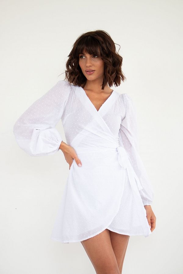 Сукня на запах з подвійною спідницею біла  D0823/4 № 3