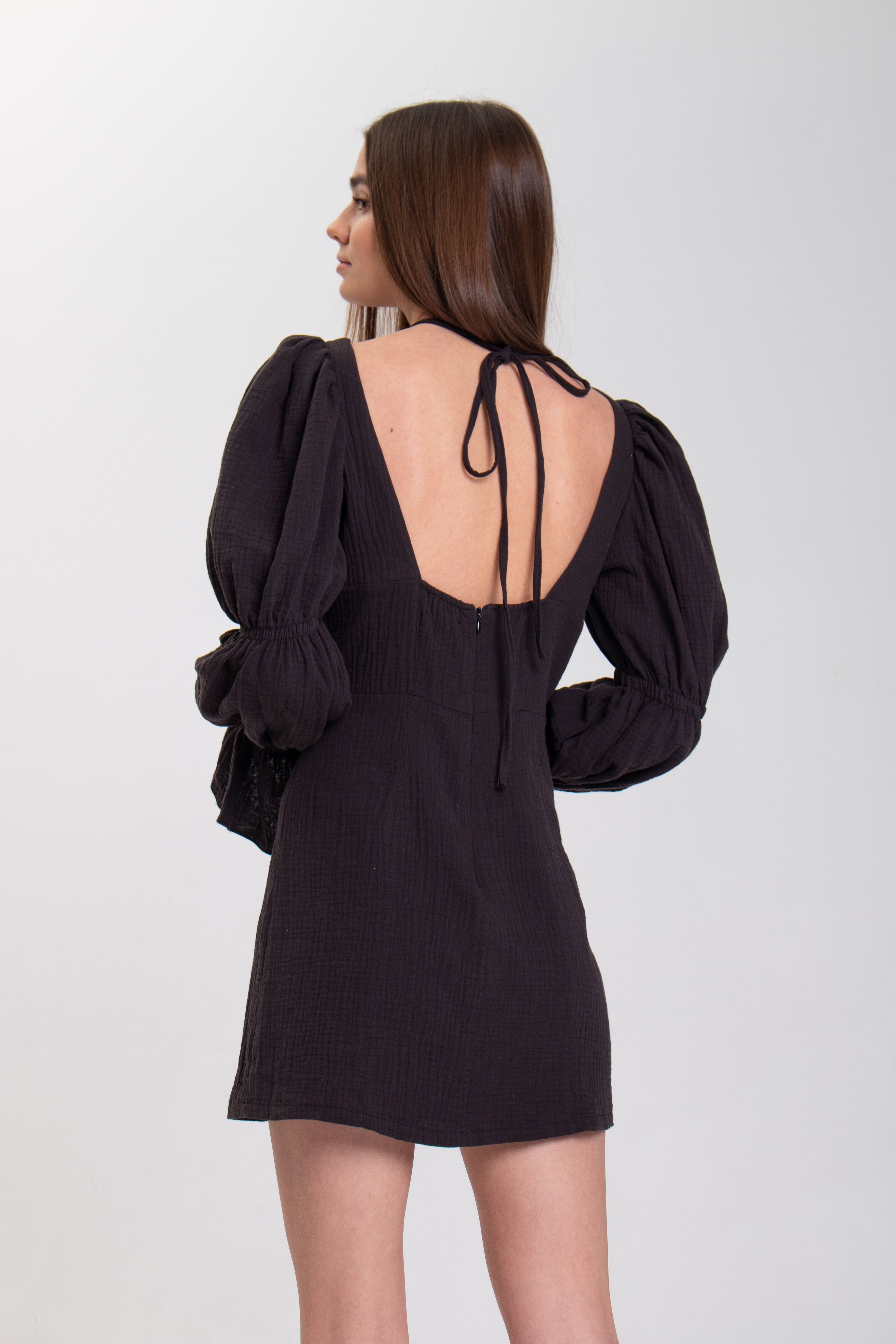 Сукня муслін пишний рукав чорна D0123/1 № 3