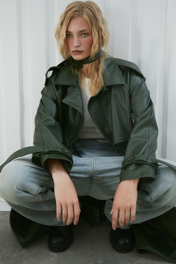 Тренч з екошкіри на замші темно-зелений С0321/8 #RU# Тренч из экокожи темно-зеленый С0321 (Нет в наличии) С0321/8 № 3