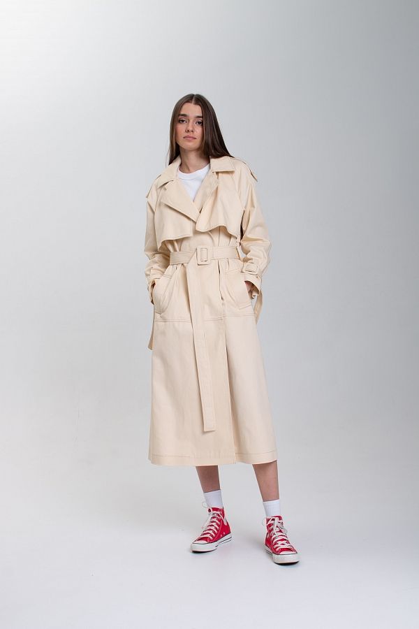 Тренч джинсовий бежевий C0323/2 #RU# Тренч коттоновый молочный C0323/2 № 3