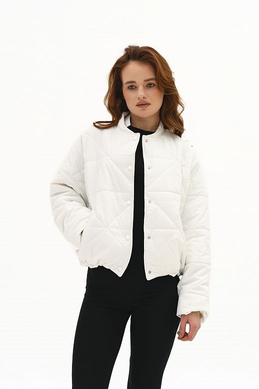 Бомбер на кнопках молочний - №2