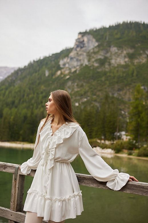 Сукня міні з воланами біла - №2