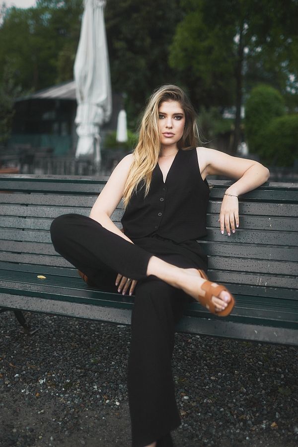 Костюм брюки+жилетка чорний 24019/2 #RU# Костюм брюки+жилетка белый 24019/2 № 1