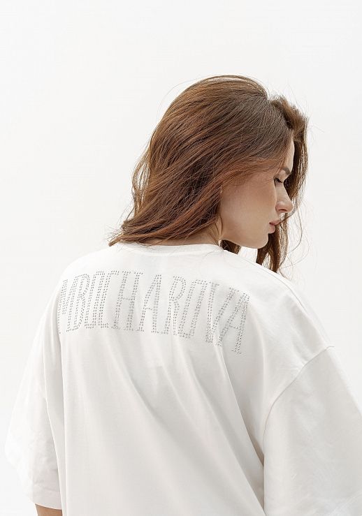 Футболка зі стразами MBocharova біла - №2