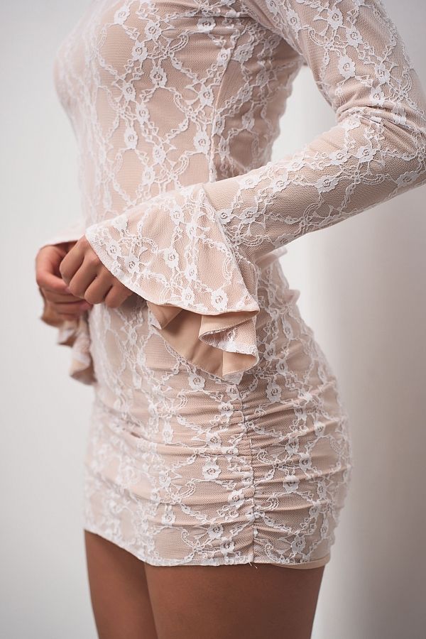 Сукня міні мереживна приталена біла МС/02 № 4