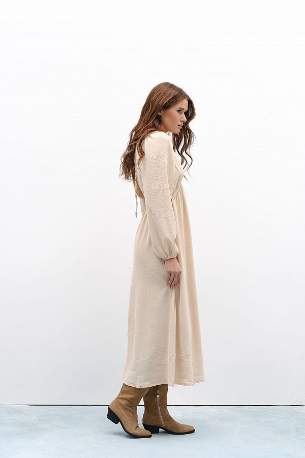 Сукня максі з відкритою спиною бежева МБПЛ003/1 № 4