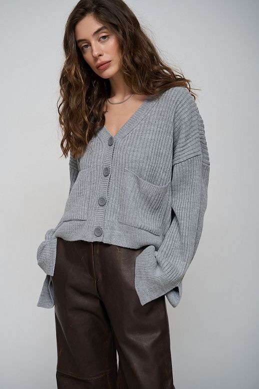 Кардиган з кишенями сірий
