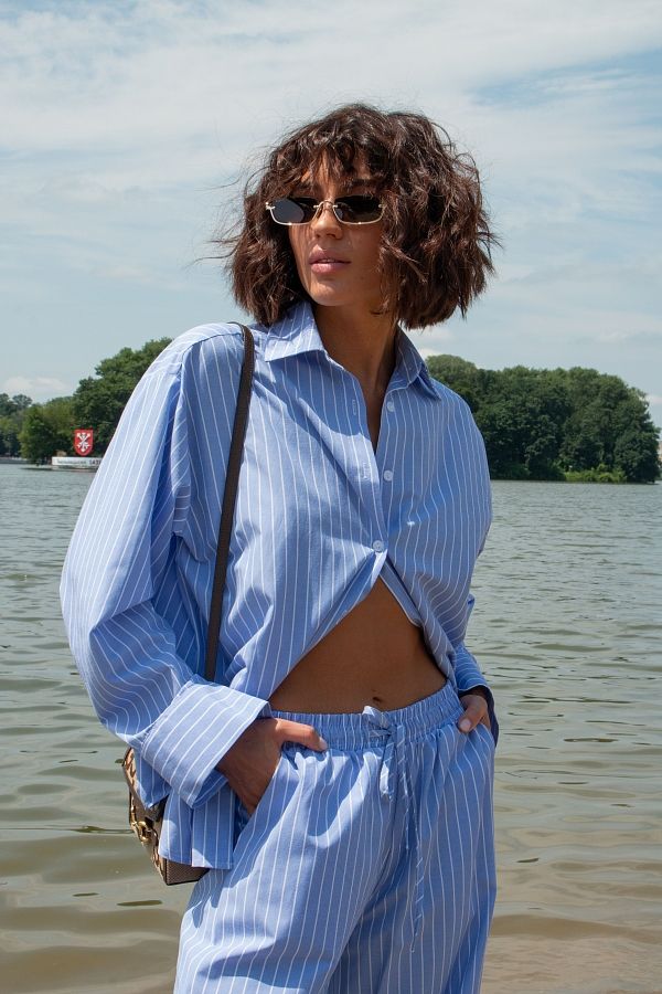 Костюм у смужку блакитний TR07 #RU# Костюм в полоску голубой TR07 № 1