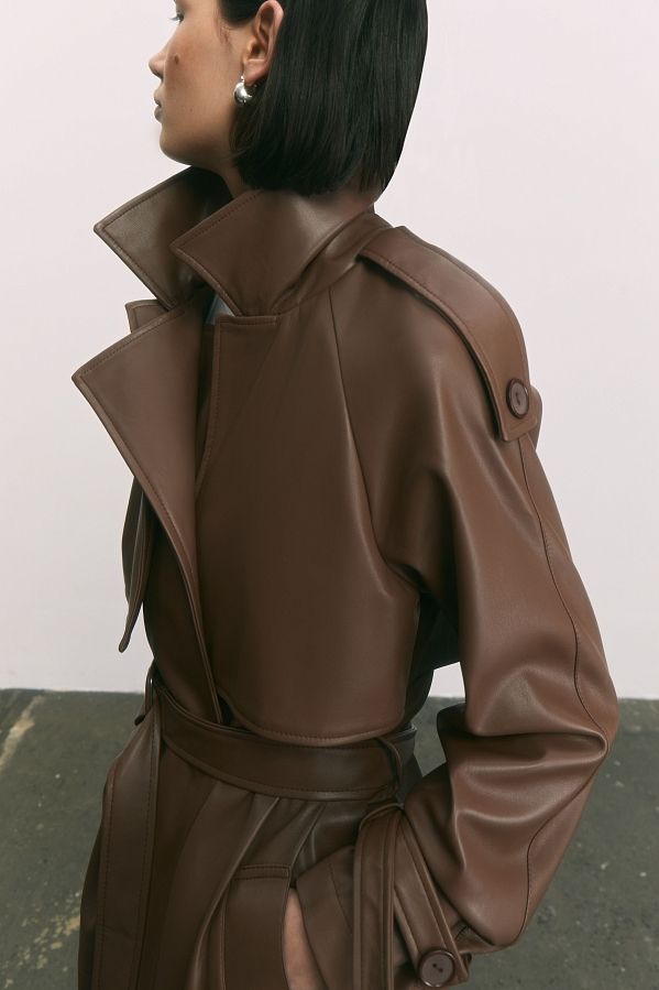 Тренч з екошкіри на замші коричневий  С0321/12 #RU# Тренч из экокожи коричневый  С0321/12 № 4