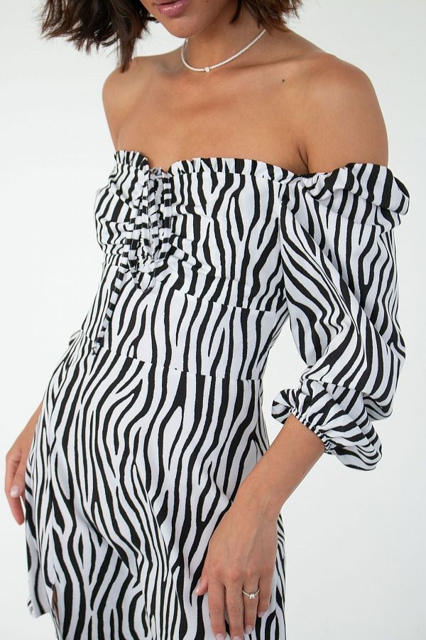 Сукня міні з роспіркою зебра D0321/1 № 3