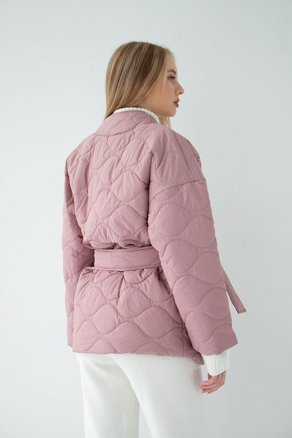 Куртка-кімоно стьобана пудрова МБКТ003/2 #RU# Куртка-кимоно стеганная розовая (нет в наличии) МБКТ003/2 № 4