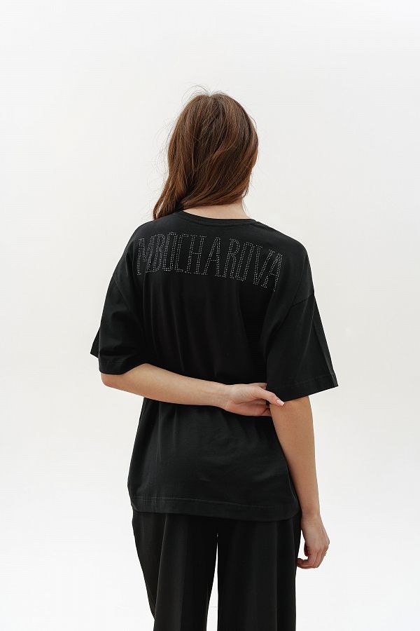 Футболка зі стразами MBocharova чорна FB202411/2 #RU# Футболка со стразами MBocharova черная FB202411/2 № 4