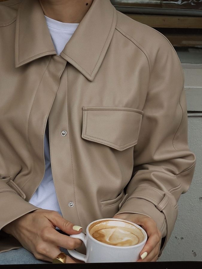 Тренч короткий екошкіра на замші бежевий МБКТ010/7 #RU# Тренч короткий экокожа на замше бежевый МБКТ010/7 № 3