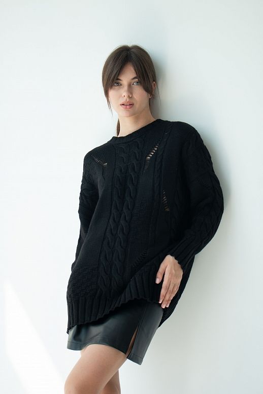 Светр косичка чорний