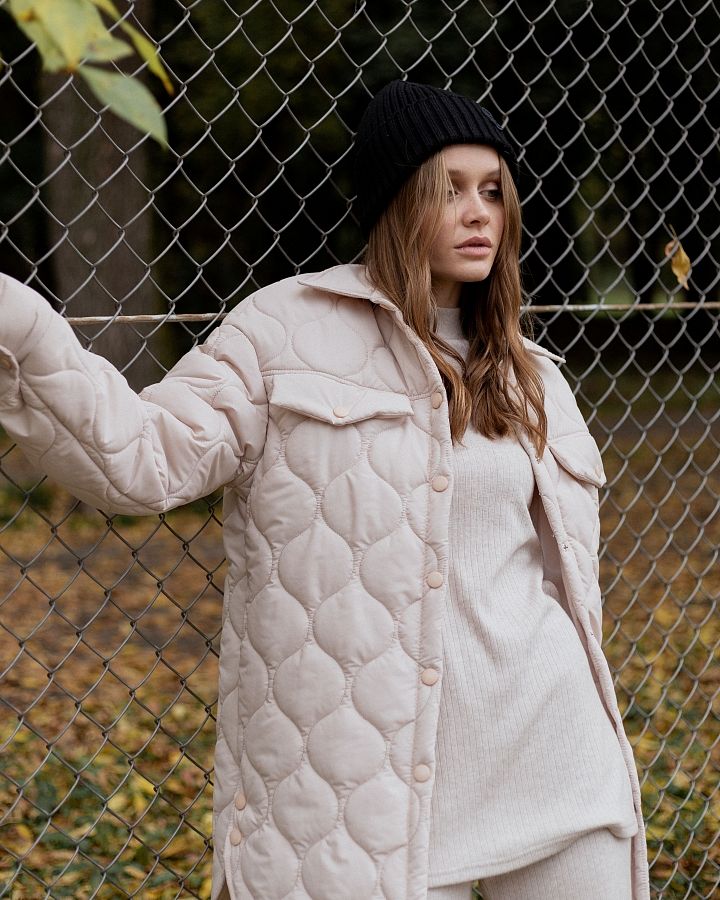 Куртка-сорочка на кнопках утеплена бежева МБПЩ003/6 #RU# Куртка-рубашка на кнопках утепленная бежевая МБПЩ003/6 № 2