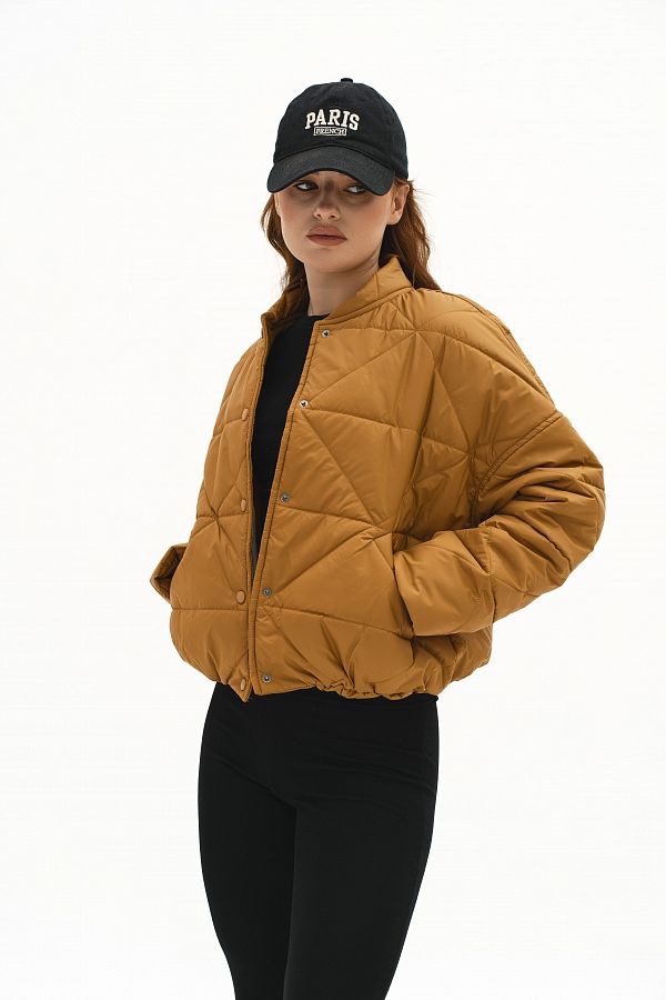 Бомбер на кнопках гірчичний К0623/2 #RU# Бомбер на кнопках горчичный К0623/2 № 2