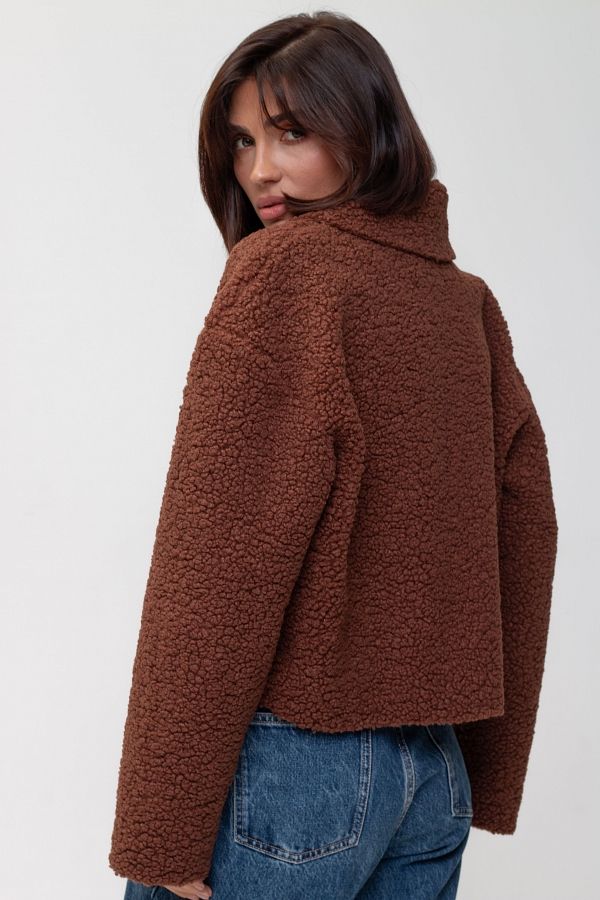 Куртка хутряна коричнева SHB03 #RU# Укороченная коричневая шуба SHB03 № 4