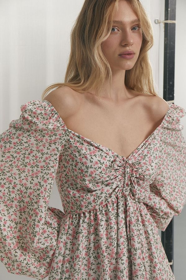 Сукня з софту подвійна спідниця молочна в зелені гілочки 0923 № 2