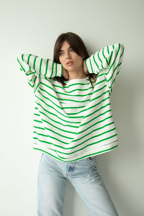 Світшот у смужку зелений CR-80950/2 #RU# Свитшоты CR-80950/2 № 2