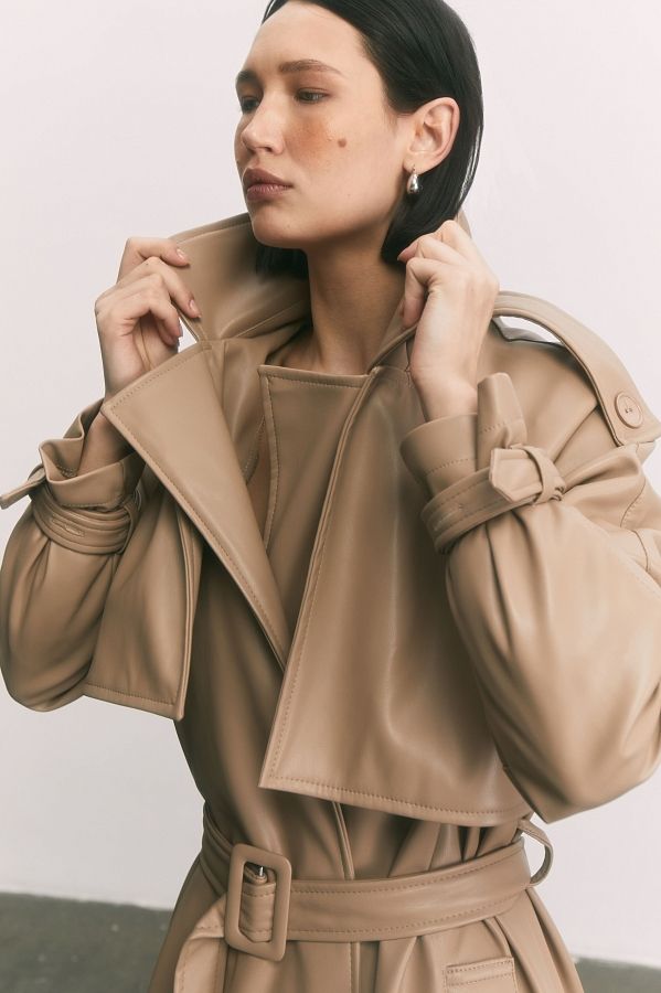 Тренч з екошкіри на замші бежевий С0321/11 #RU# Тренч из экокожи  на замше бежевый С0321/11 № 4