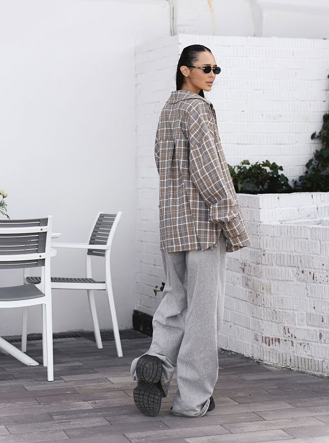 Сорочка в клітинку коричнева  ПН07/09 #RU# Рубашка в клетку коричневая ПН07/09 № 3