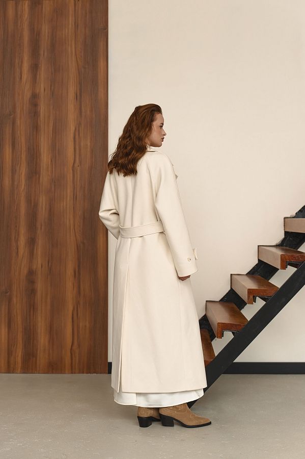 Пальто максі на ґудзиках молочне PLMX/1 #RU# Пальто макси на пуговицах молочное PLMX/1 № 4