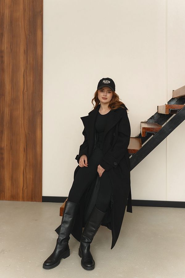 Пальто максі на ґудзиках чорне PLMX/3 #RU# Пальто макси на пуговицах черное PLMX/3 № 3