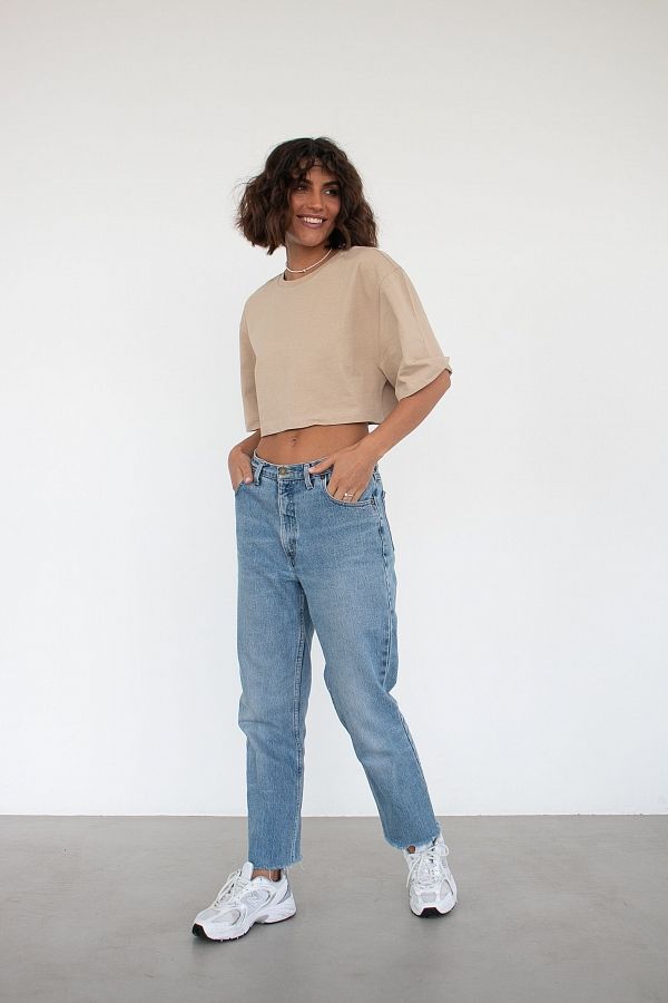 Вкорочена футболка бежева TR30148/2 #RU# Укороченная бежевая футболка TR30148/2 № 1