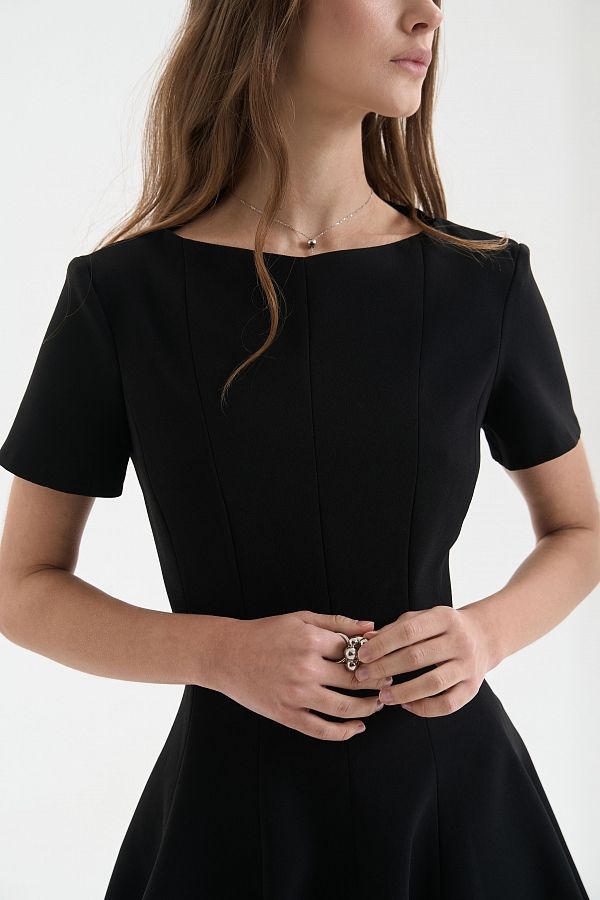 Сукня міні з коротким рукавом чорна С918/1 № 1